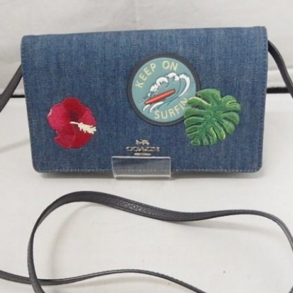 Coach Handbags - Authentic Coach leather Denim foldover Snap Crosby